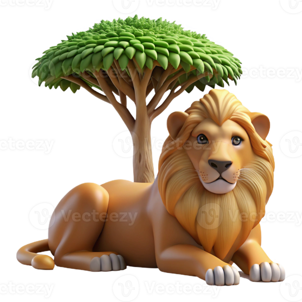 extraordinary abstract A regal lion pride resting beneath the shade of an acacia tree in the African savanna, rendered in a realistic wildlife photography style high resolution png