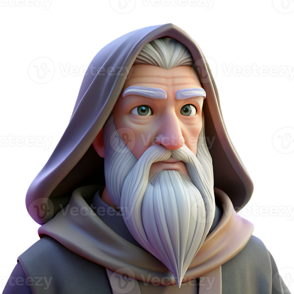 elegant abstract Portrait of a wise old wizard with a long white beard, soft candlelight, fantasy art style high resolution png