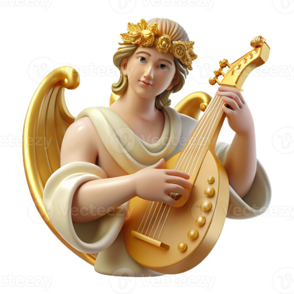 wonderful traditional The Greek god Apollo playing his lyre, surrounded by muses, soft golden light, Renaissance style high resolution png