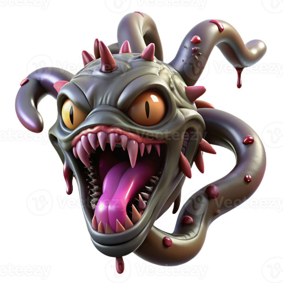 stunning creative A hydra regenerating its heads, dripping with venom, dark and gruesome, horror style authentic png