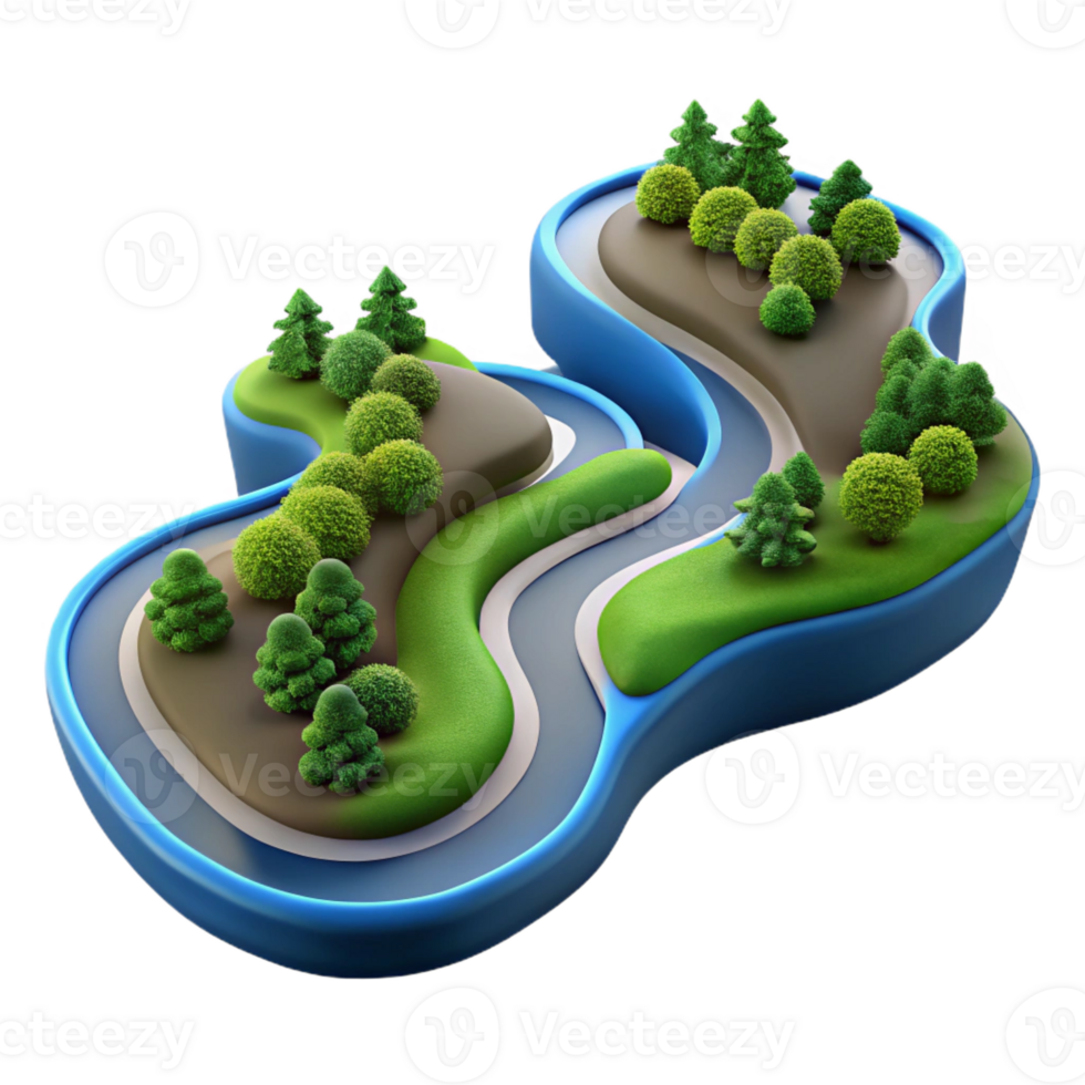 serene rustic A bird's eye view of a winding river, aerial photography style, natural lighting premium png