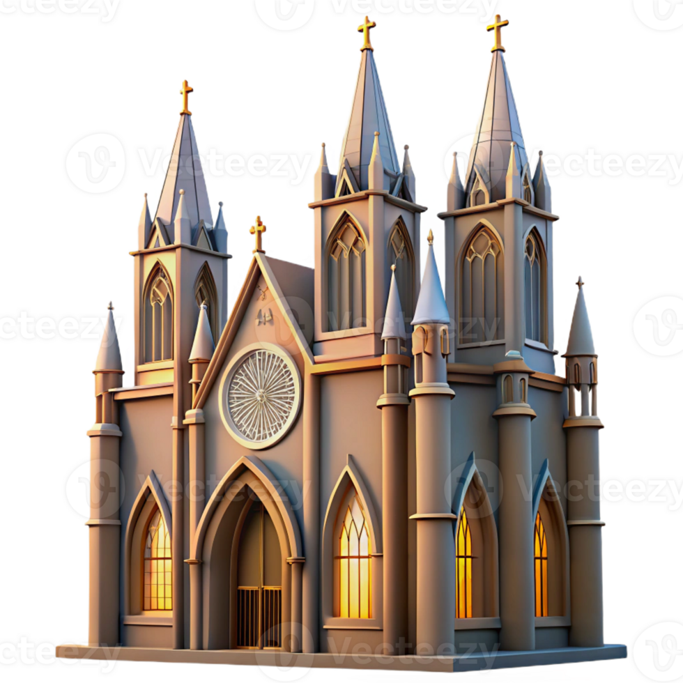 elegant creative A medieval cathedral with soaring stained-glass windows, intricate carvings, soft sunlight, solemn and majestic 4K png