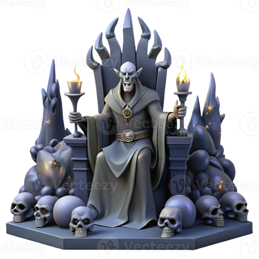 vibrant classic Hades seated on his throne in the underworld, surrounded by shadows and lost souls, illustrated in a dark fantasy art style authentic png
