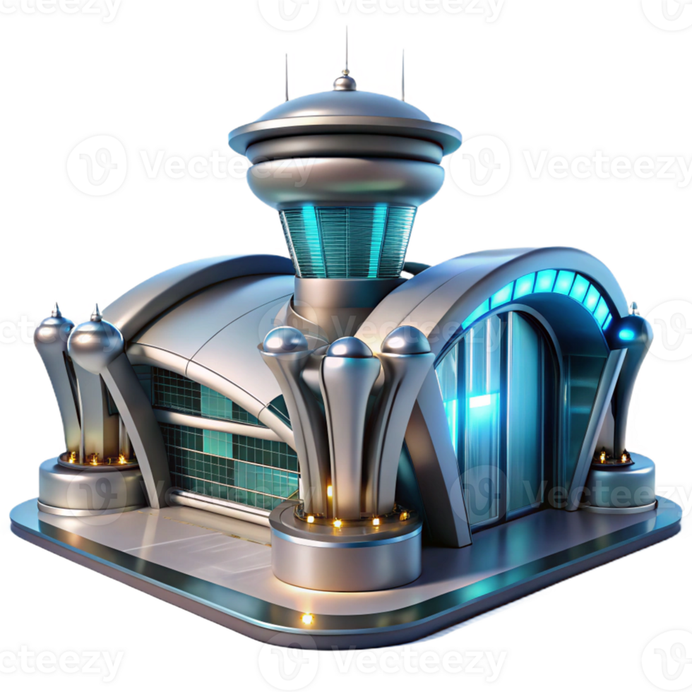 beautiful creative A futuristic airport, sleek metallic design, bright interior lighting, high-tech details detailed png