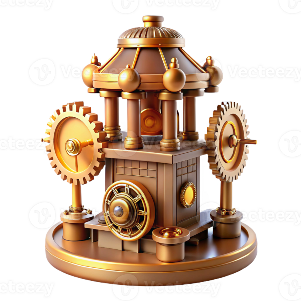 dramatic traditional An intricate clockwork tower, steampunk style, gears and cogs visible, warm lighting, fantasy setting genuine png