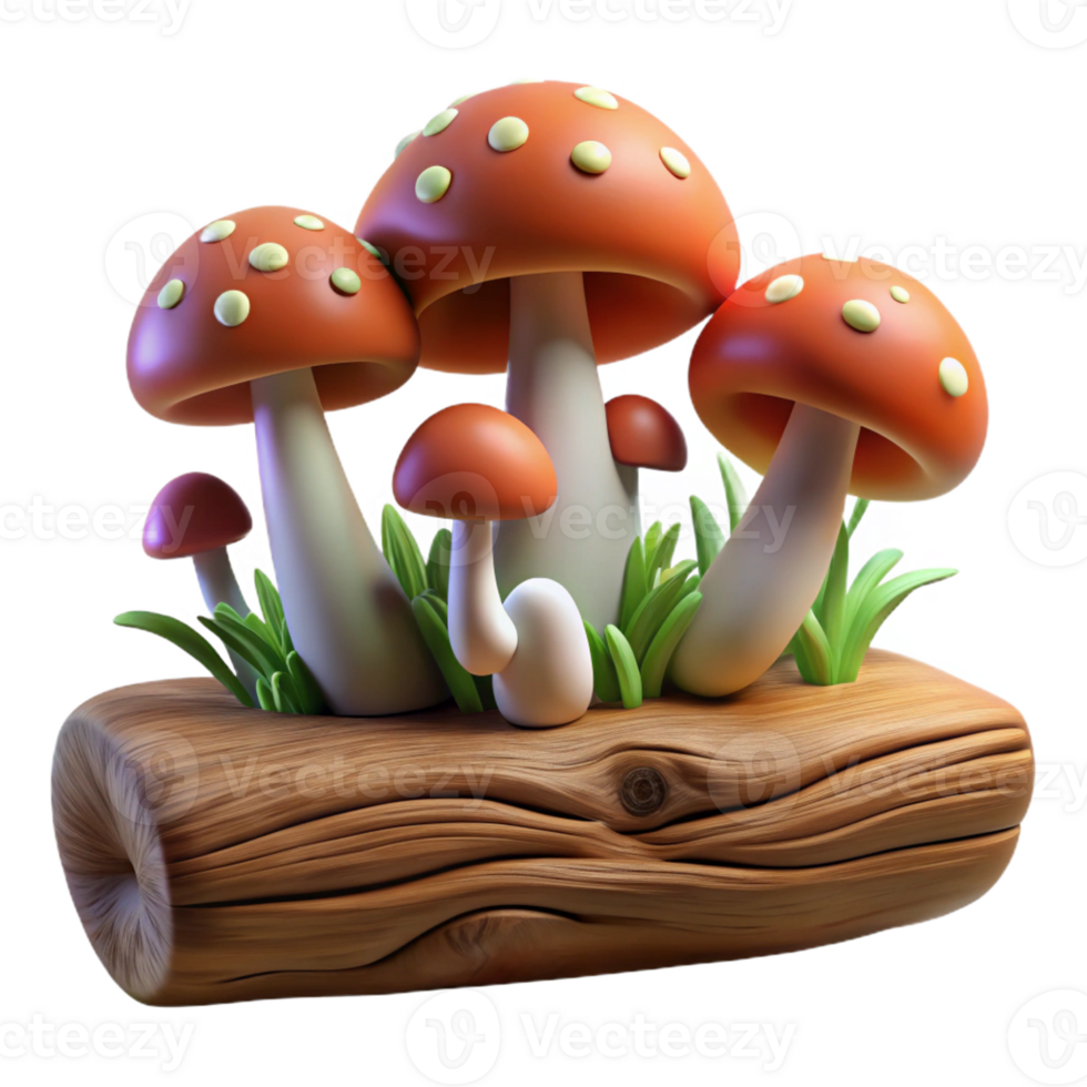 extraordinary rustic A group of mushrooms growing on a log, fantasy art style, soft diffused lighting genuine png