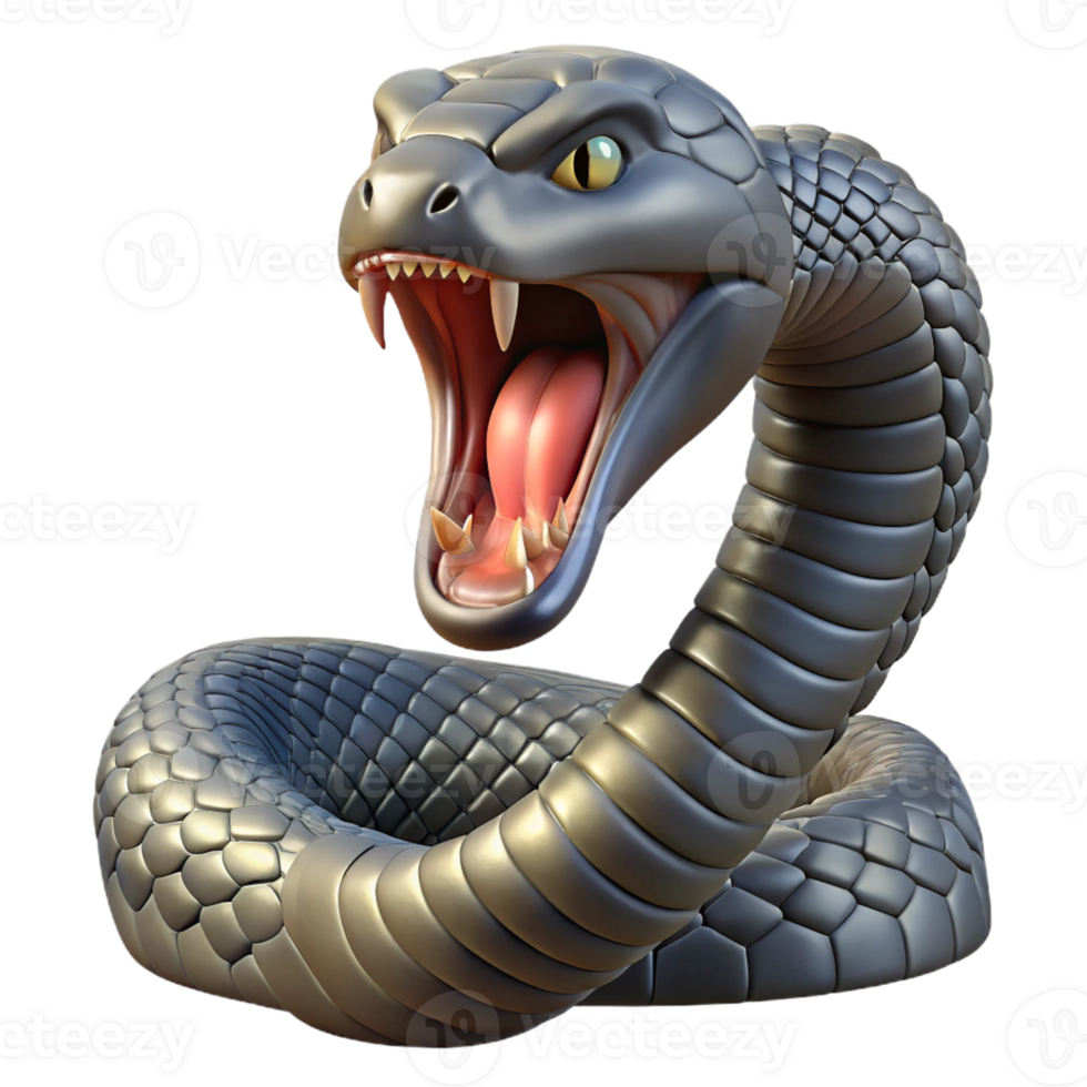 dramatic creative A hissing cobra ready to strike, menacing pose and detailed scales, photorealistic style professional png