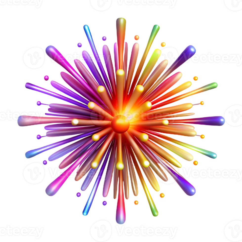 impressive minimalist A chaotic explosion of light particles, resembling a firework display, with vibrant, multicolored sparks exclusive png