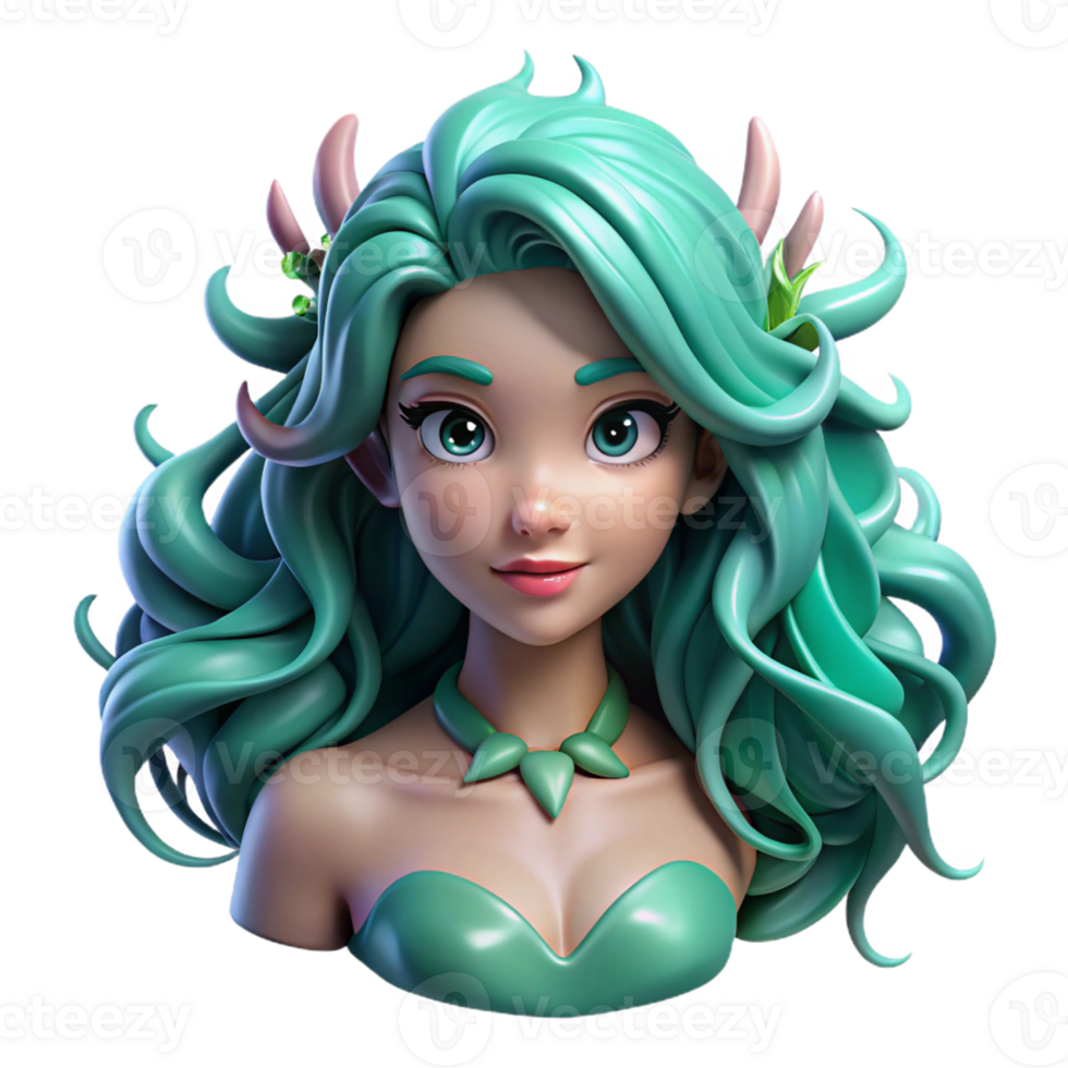 wonderful traditional Portrait of a beautiful mermaid with flowing seaweed hair and shimmering scales, underwater lighting, fantasy art style professional png