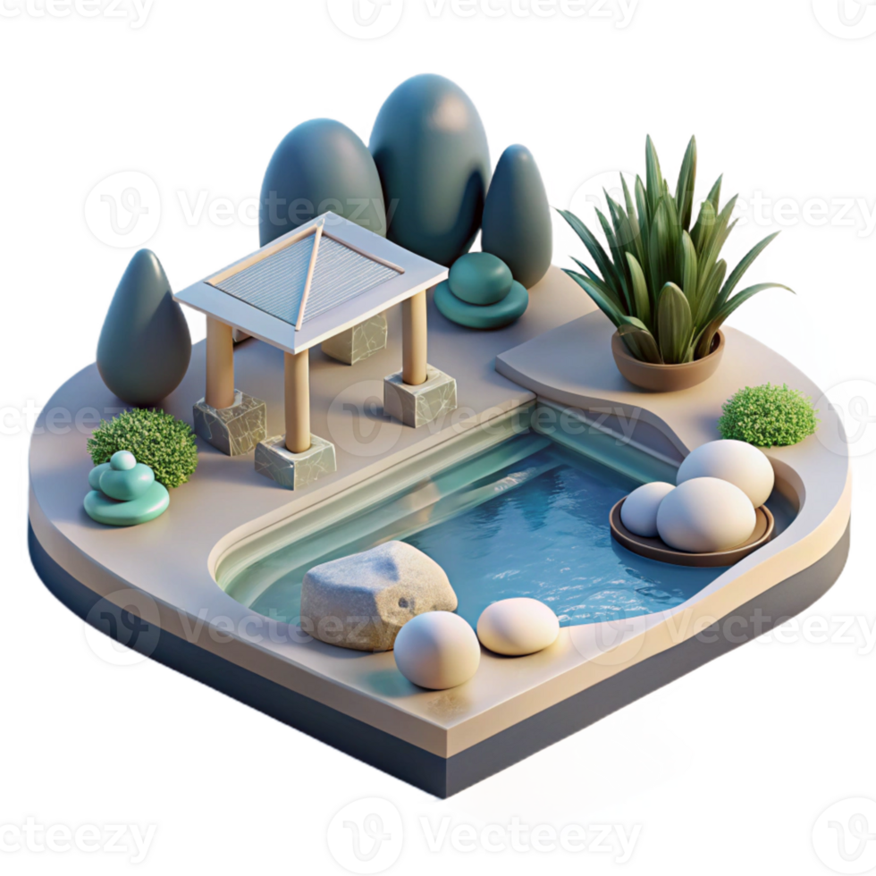 wonderful vintage Floating zen garden, minimalist design, serene water features, soft natural light, peaceful, premium png