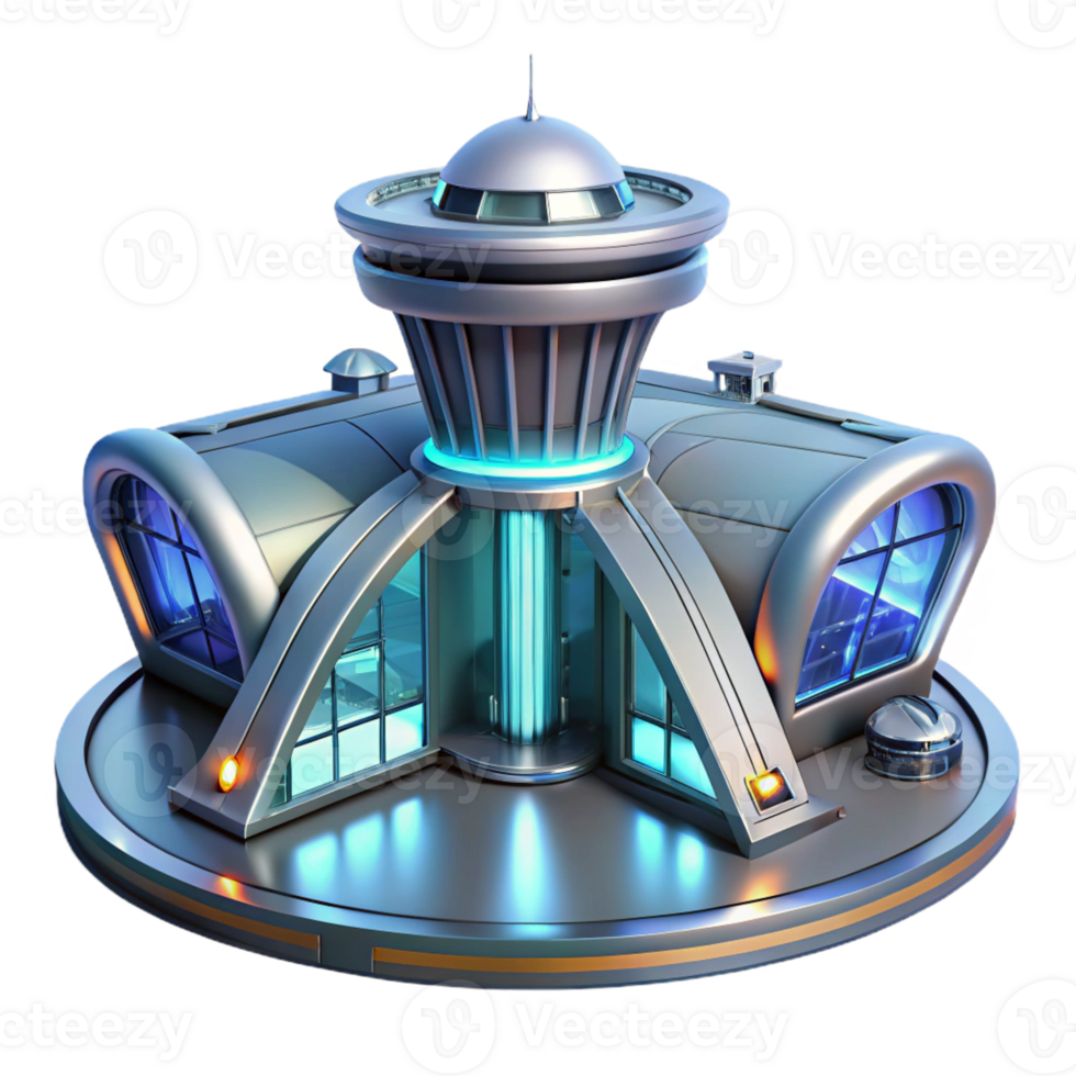 beautiful artistic A futuristic airport, sleek metallic design, bright interior lighting, high-tech details original png
