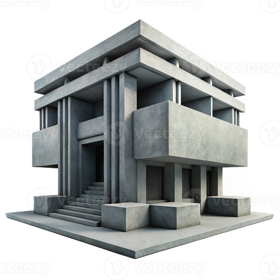 dramatic vintage A Brutalist concrete library, harsh shadows and strong geometric forms, dramatic monochrome photography style professional png