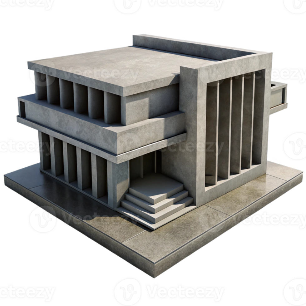 magnificent abstract A Brutalist concrete library, harsh shadows, minimalist style, high contrast black and white, premium png