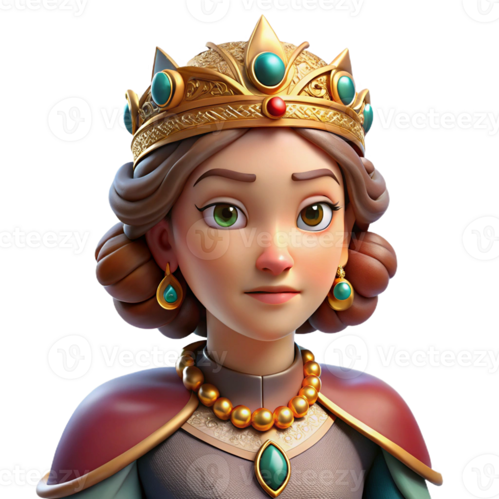 magnificent artistic A regal queen with an elaborate headdress adorned with jewels, a stern expression, dramatically lit from above, Renaissance painting style professional png