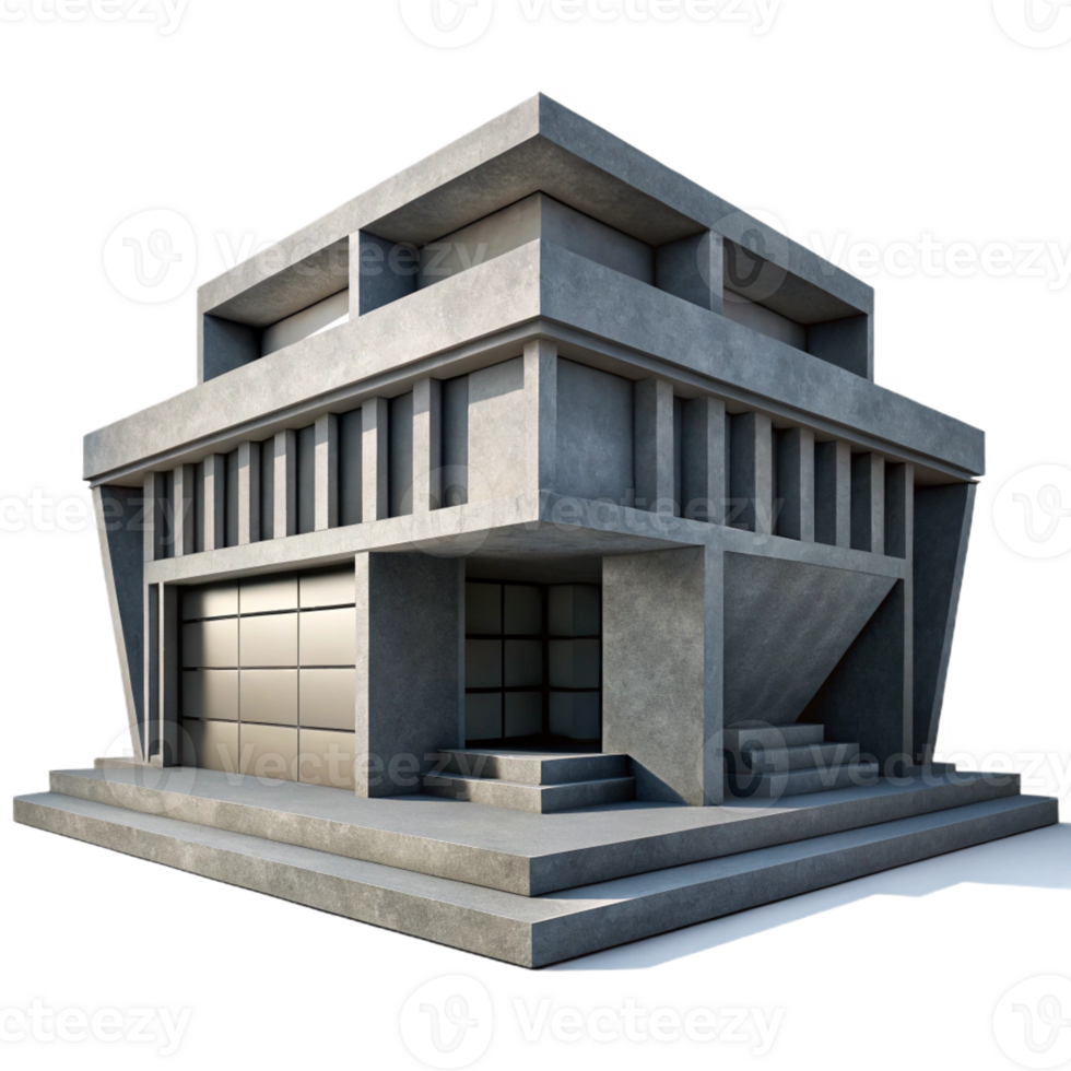 elegant classic A Brutalist concrete library, harsh shadows, minimalist style, high contrast black and white, original png