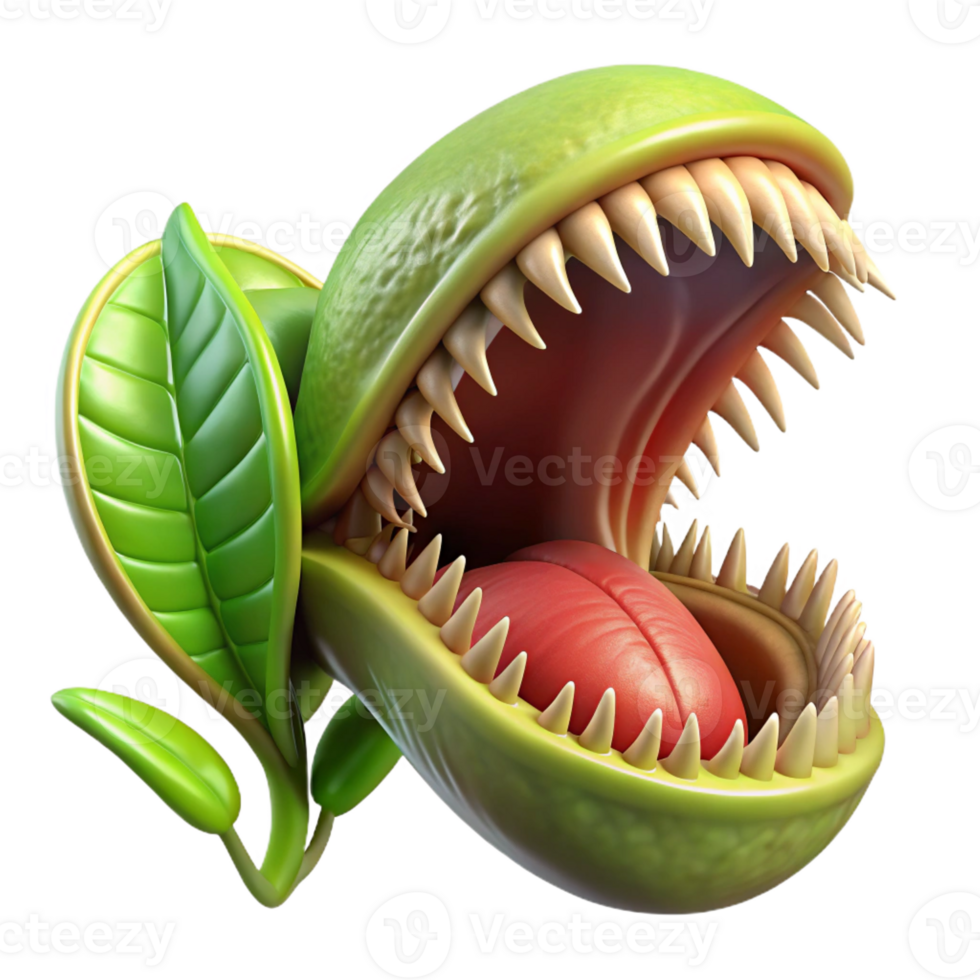 impressive classic A close-up of a Venus flytrap, its jaws open, ready to snap shut, in macro photography style, with dramatic lighting genuine png