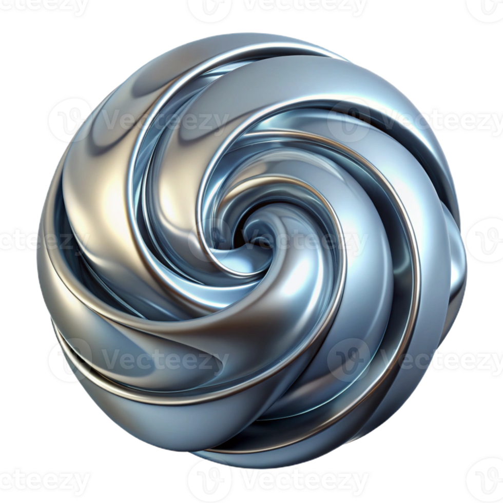 elegant contemporary A swirling mass of liquid chrome, reflecting distorted images, lit by a bright, spotlight detailed png