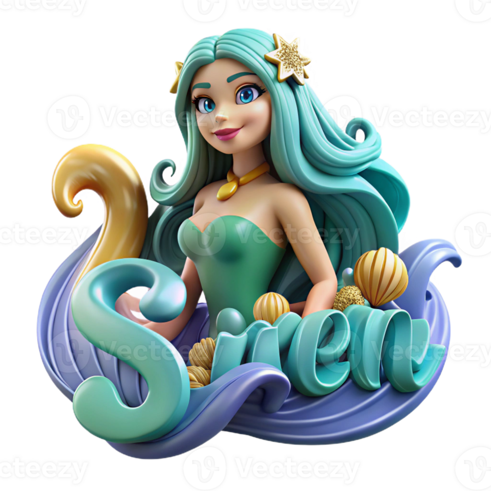impressive creative A siren luring sailors with her enchanting song, ocean waves crashing around her, dramatic and romantic style original png