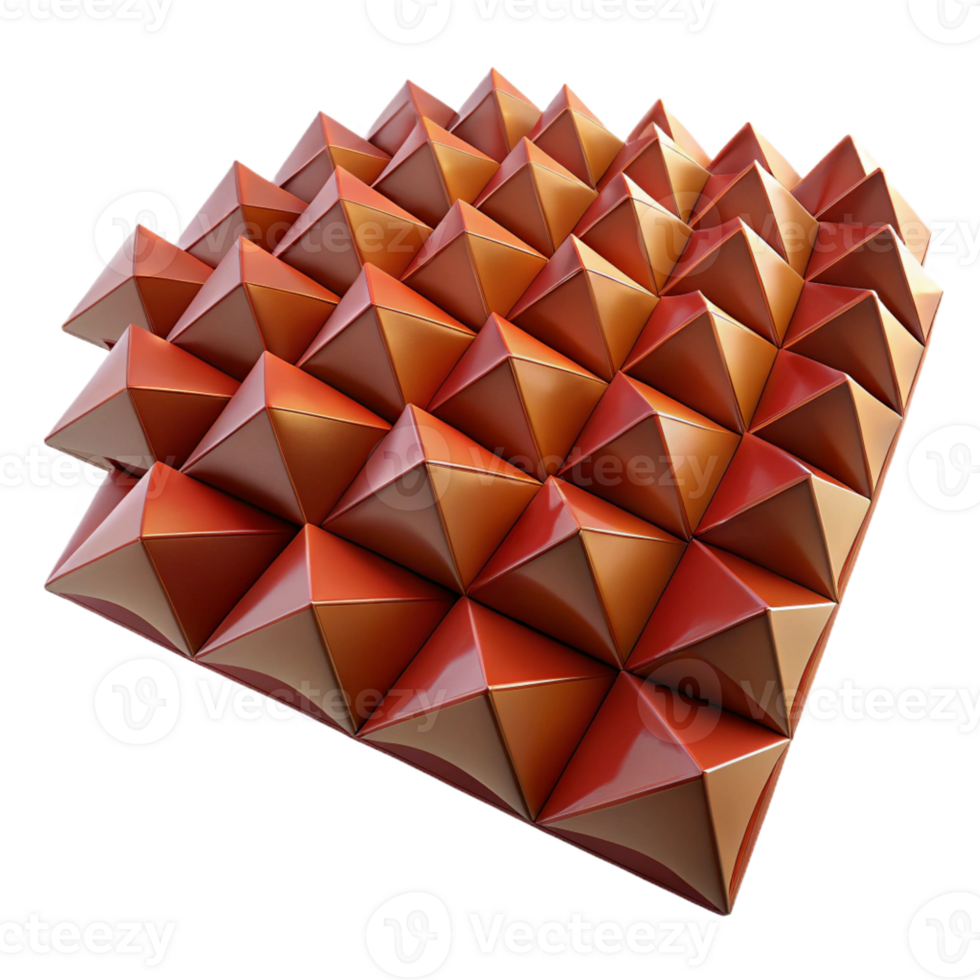 magnificent contemporary A field of tessellated triangles in shades of deep red and ochre, with a textured, impasto surface, lit by a warm, directional light original png