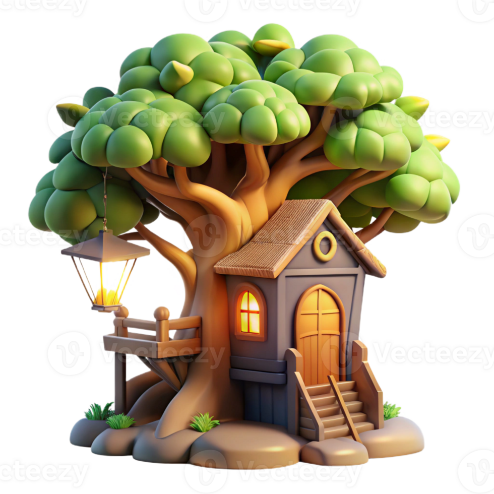 dramatic classic A treehouse built into a giant sequoia tree, whimsical and magical, sunlight filtering through the leaves, fantasy art, authentic png