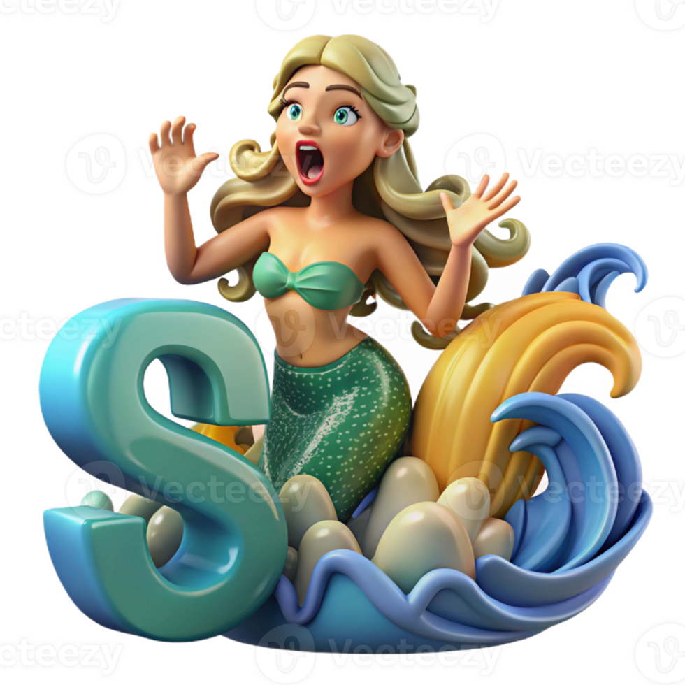magnificent abstract A siren luring sailors with her enchanting song, ocean waves crashing around her, dramatic and romantic style premium png