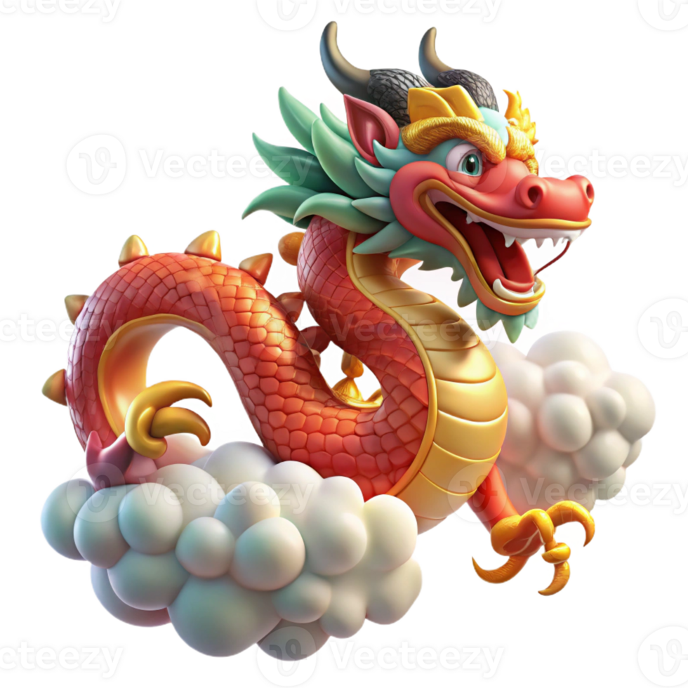 elegant traditional A wise Chinese dragon soaring through the clouds, scales shimmering with vibrant colors, traditional Chinese painting style, ethereal lighting, authentic png