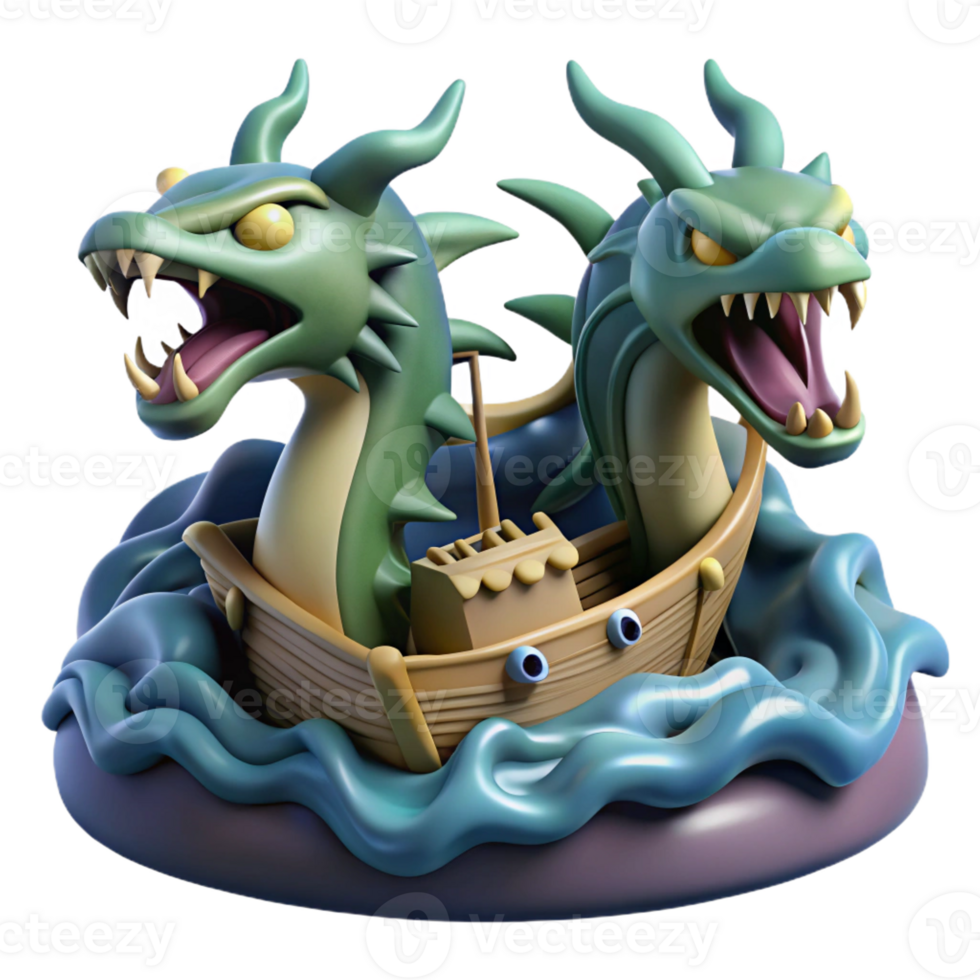 beautiful artistic Scylla and Charybdis, mythical sea monsters, threatening a ship, dark and turbulent style authentic png