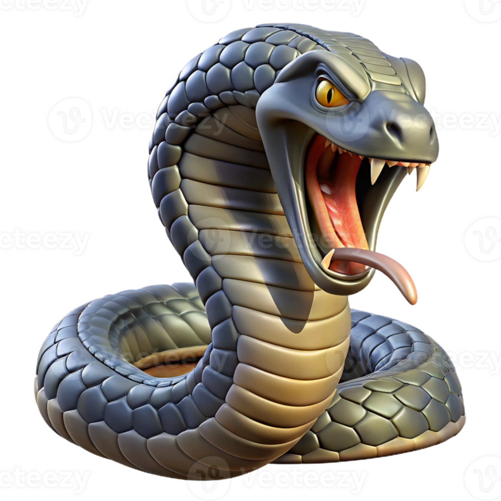serene abstract A hissing cobra, menacing pose, detailed scales, authentic png
