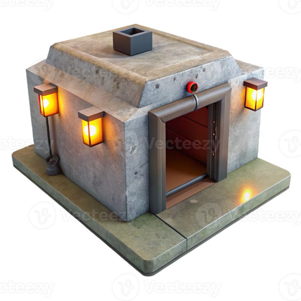 magnificent minimalist Underground bunker, concrete and steel, dim emergency lighting, claustrophobic, high resolution png