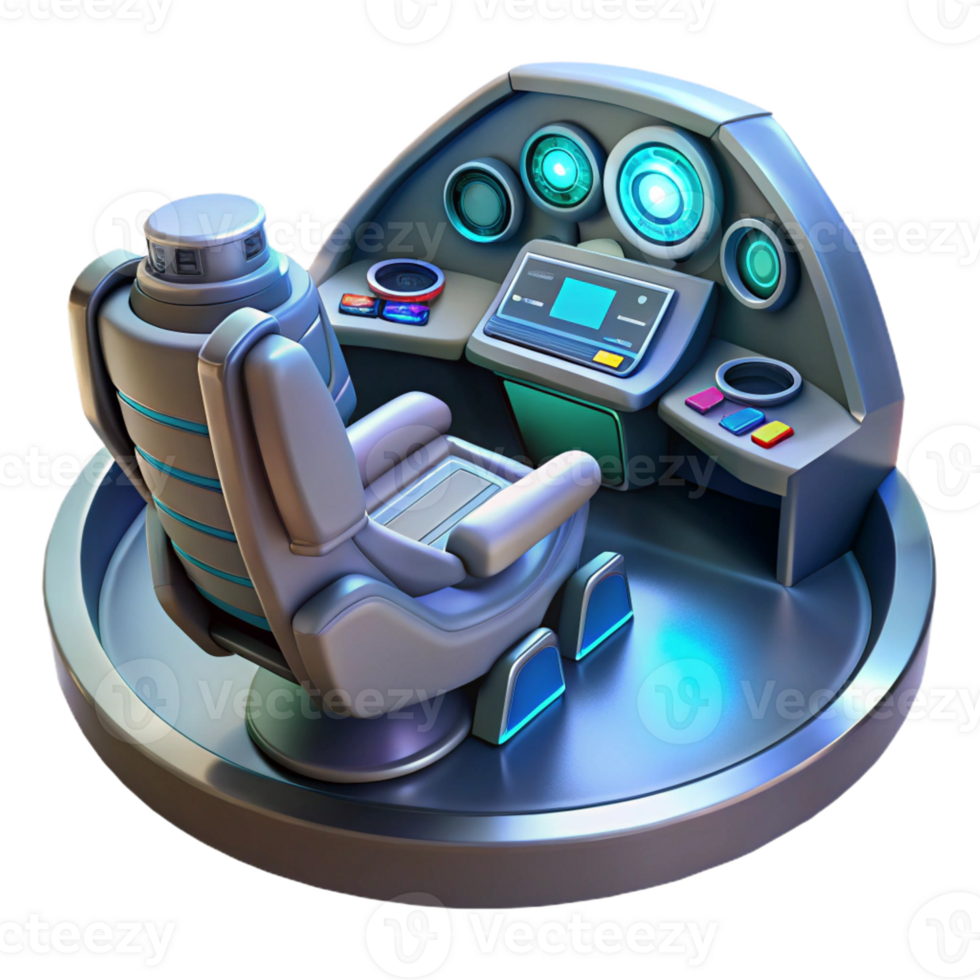wonderful contemporary A spaceship cockpit with holographic controls, futuristic and complex, dim lighting professional png