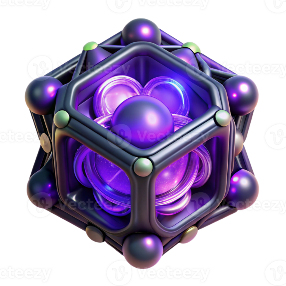 vibrant traditional A quantum computer core radiating a pulsing purple energy, intricate geometric patterns, dark and mysterious lighting original png