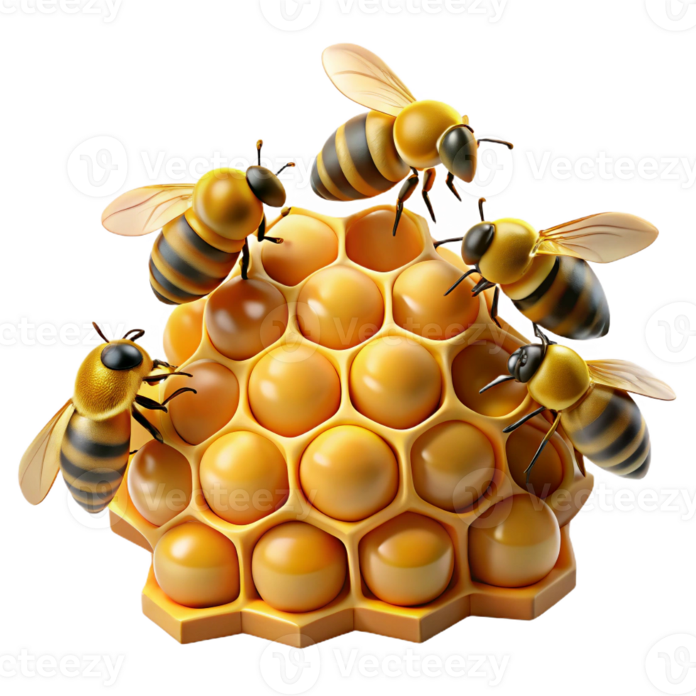 extraordinary minimalist A swarm of bees buzzing around a honeycomb, macro photography, golden light, detailed textures genuine png
