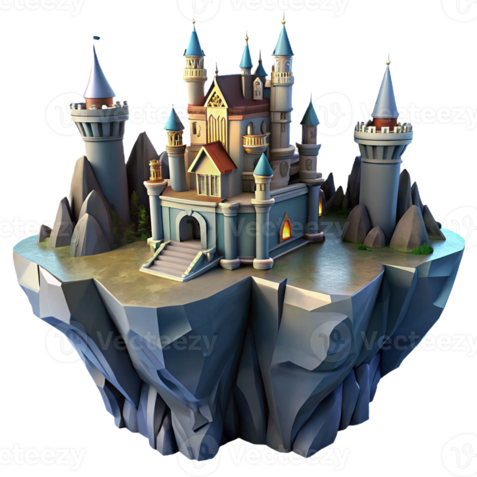 elegant artistic A castle built into a cliff face, fantasy setting, dramatic lighting, original png