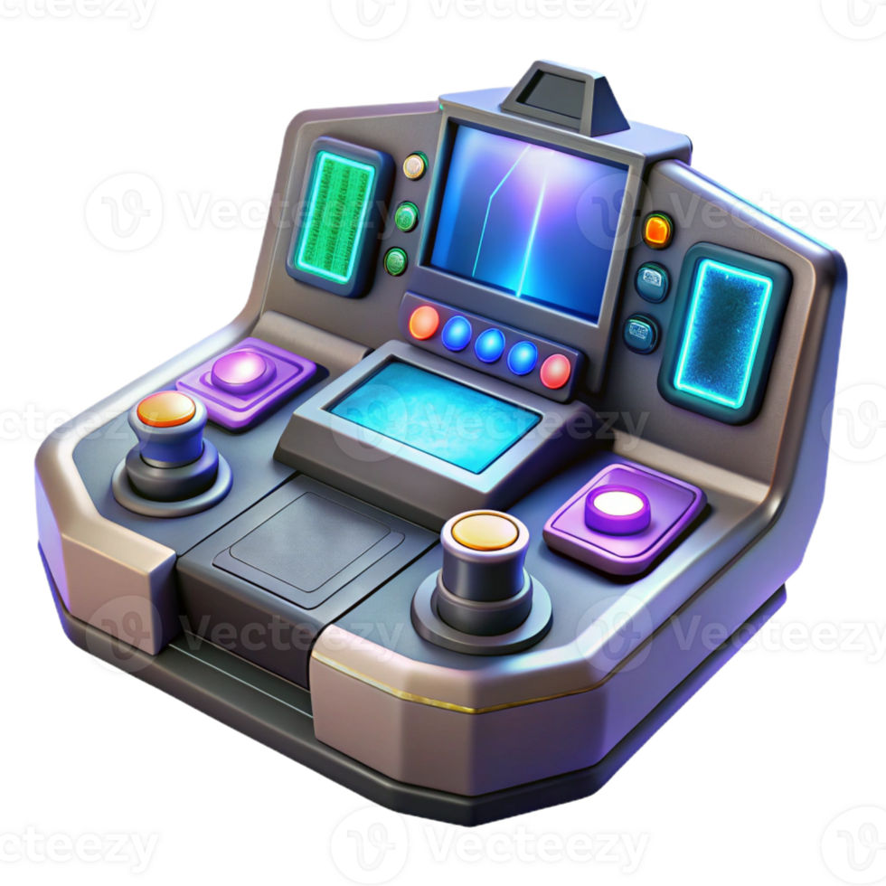 impressive abstract A futuristic control panel with glowing buttons and displays, complex interface, sci-fi movie prop style high resolution png
