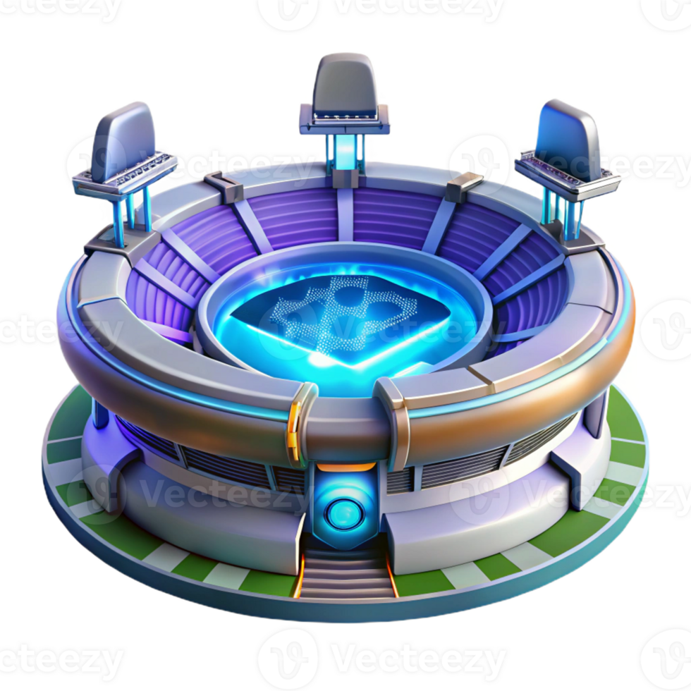 extraordinary creative A futuristic sports stadium, holographic displays, dynamic lighting, high-tech details authentic png