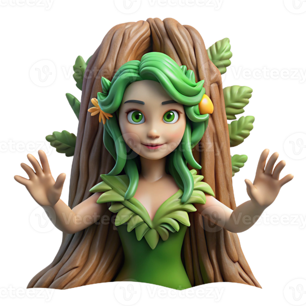 magnificent minimalist A beautiful dryad emerging from a redwood tree, dappled sunlight, art nouveau style detailed png
