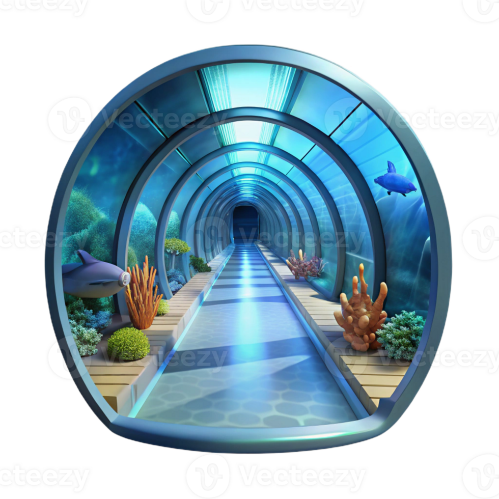 extraordinary traditional A futuristic, transparent underwater tunnel with views of marine life, deep ocean lighting, sci-fi, cinematic, professional png