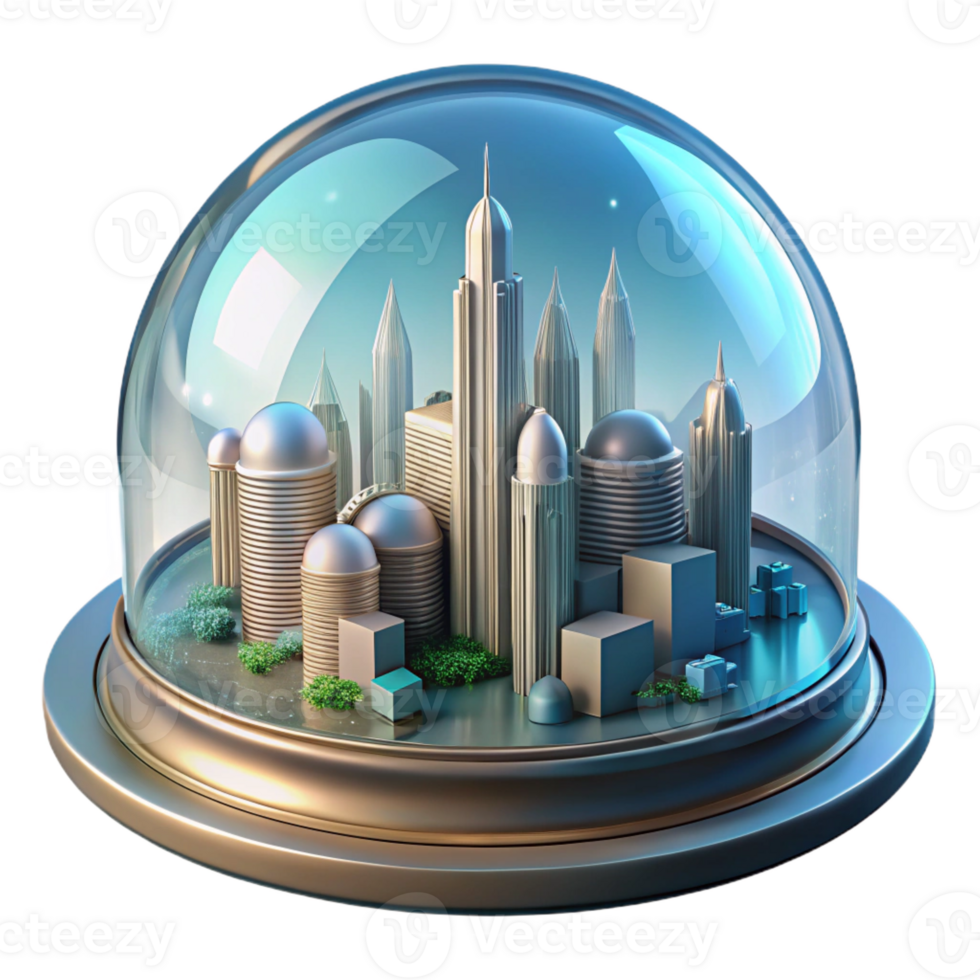 wonderful creative A futuristic city built within a giant, transparent dome, sci-fi art style, soft lighting genuine png