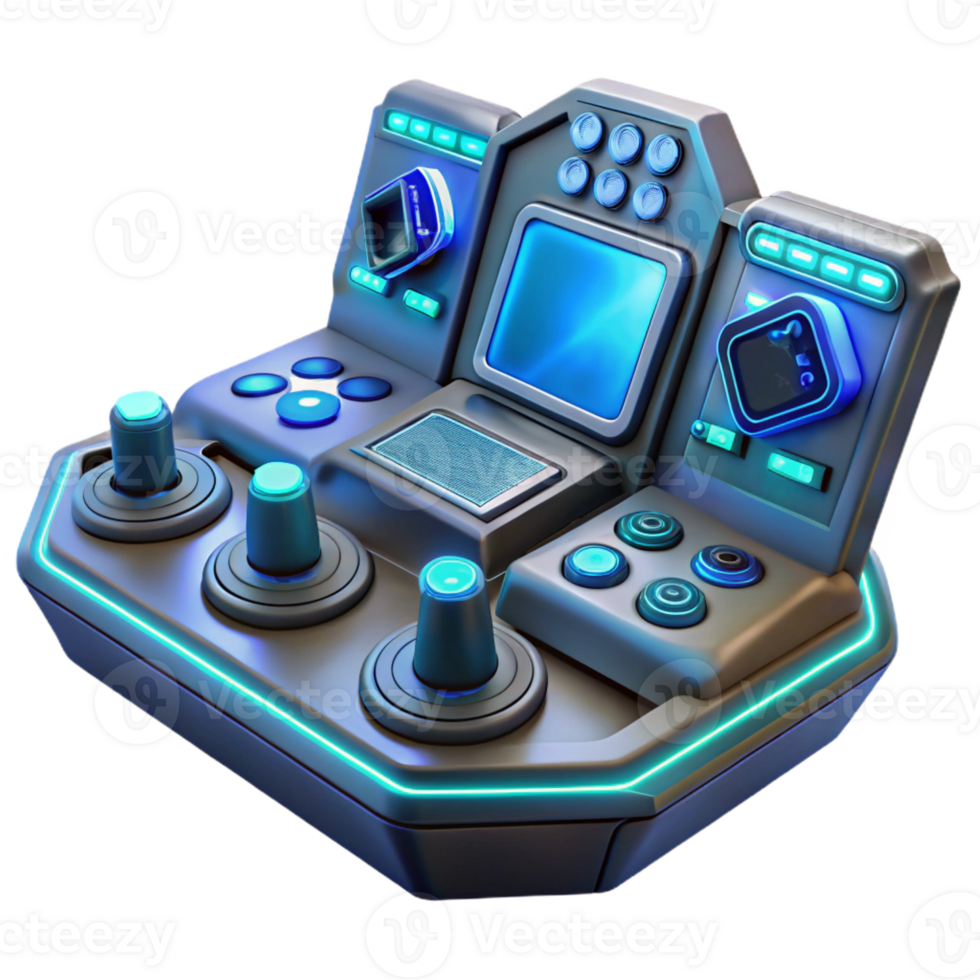 dramatic contemporary A futuristic control panel with glowing buttons and displays, complex and intricate design, lit by a soft, blue light high resolution png