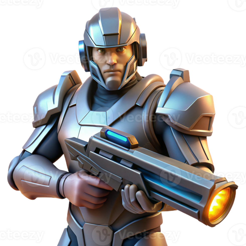 vibrant modern A futuristic soldier in power armor, holding a plasma rifle, dramatic, backlighting, comic book style 4K png
