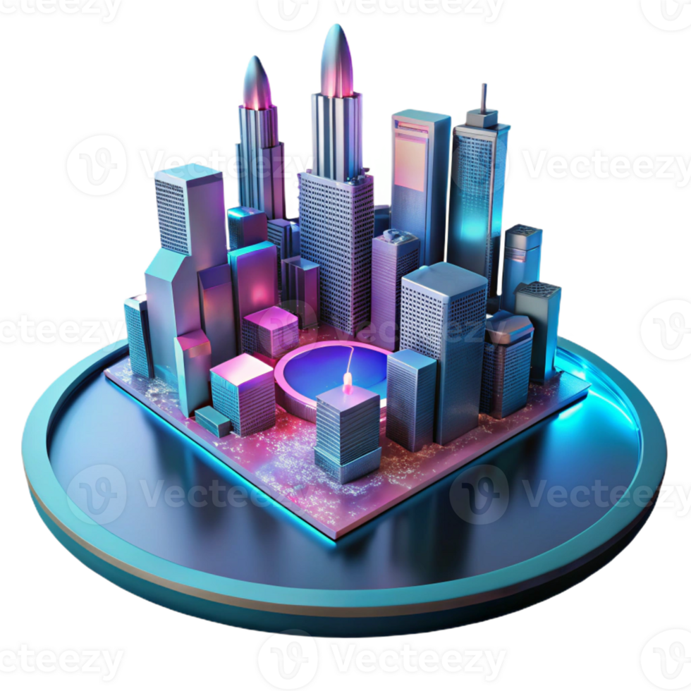 vibrant traditional A futuristic cityscape reflected in a puddle, neon lights, cyberpunk style high resolution png