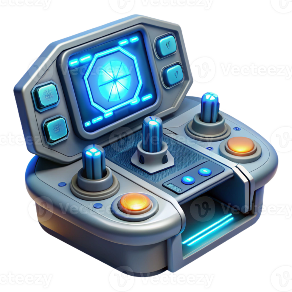 dramatic classic A futuristic control panel with glowing buttons and displays, complex and intricate design, lit by a soft, blue light high resolution png