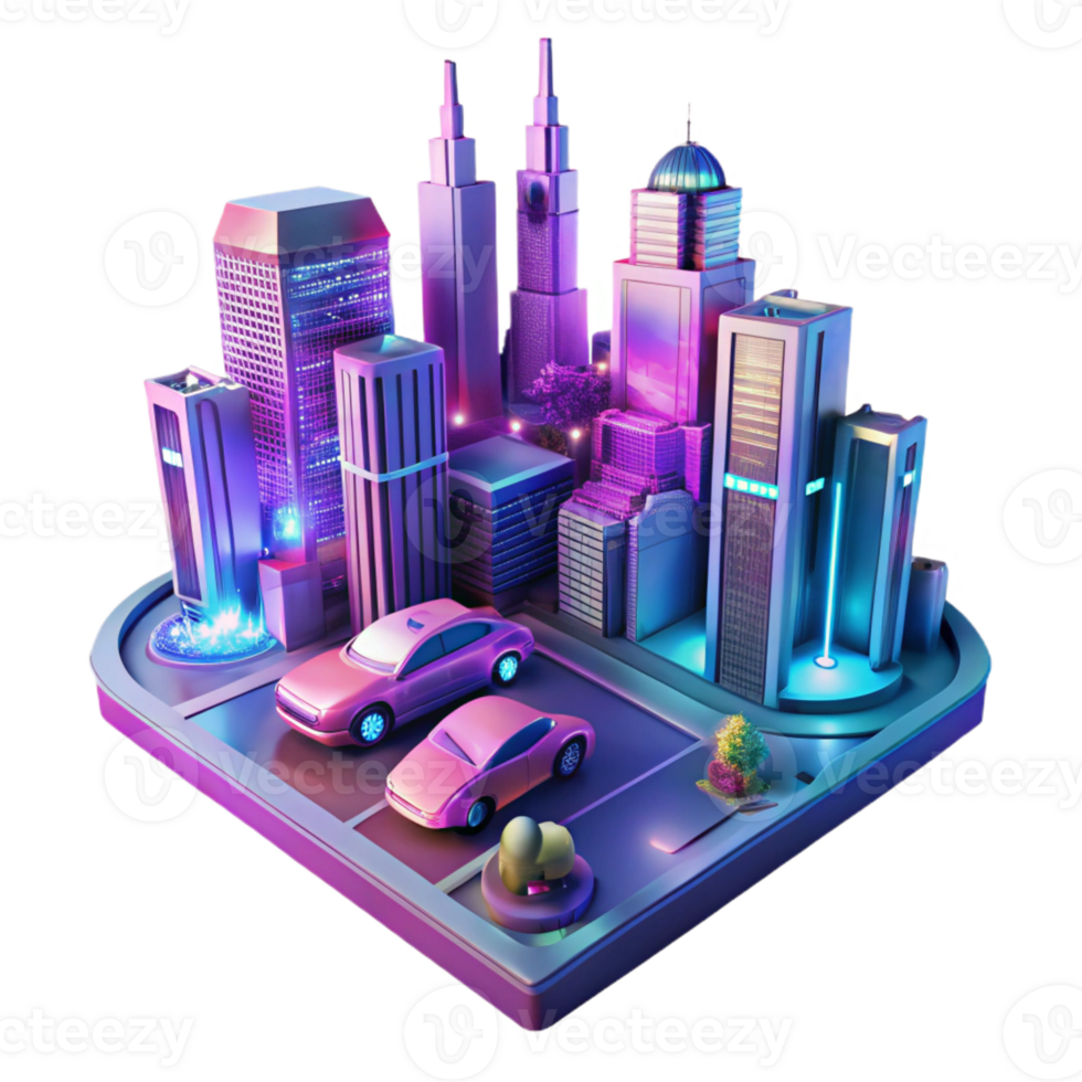 stunning abstract A futuristic cityscape with flying cars and holographic advertisements, vibrant neon colors, cyberpunk style, night scene, ray tracing, 4K png