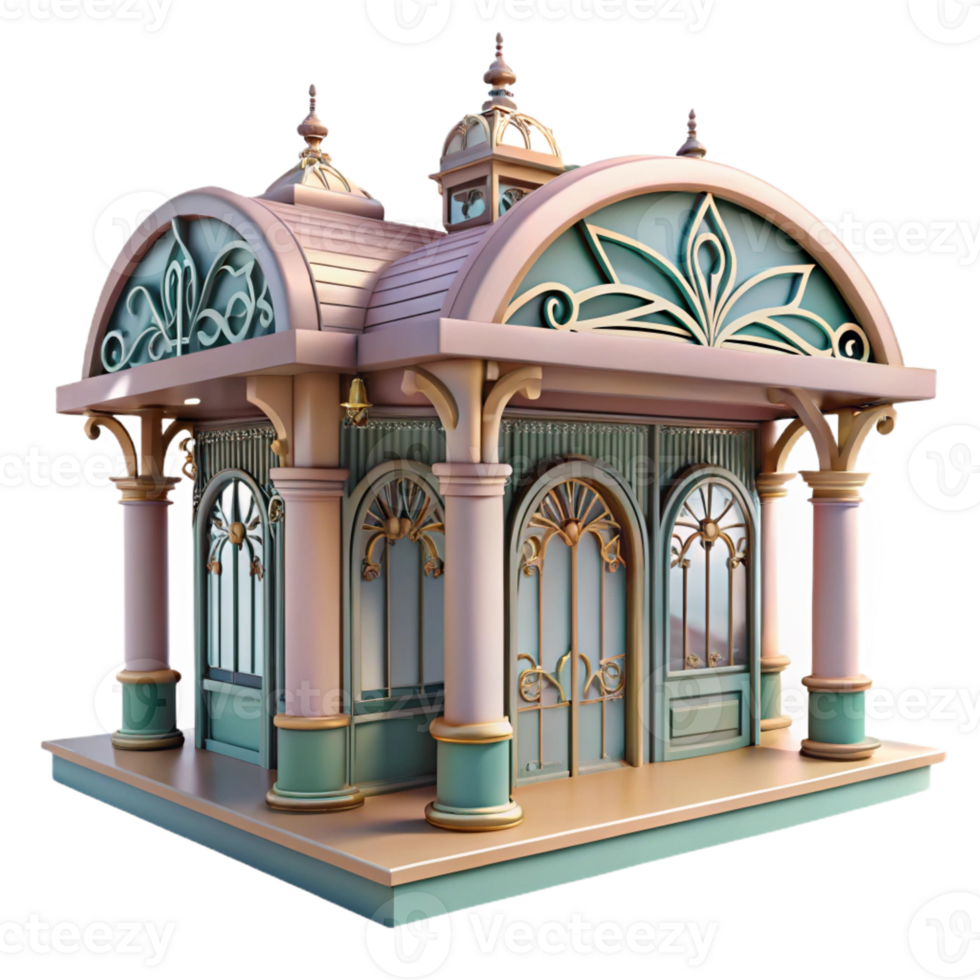 magnificent artistic An Art Nouveau metro station, ornate ironwork, pastel colors, elegant, romantic style high quality png