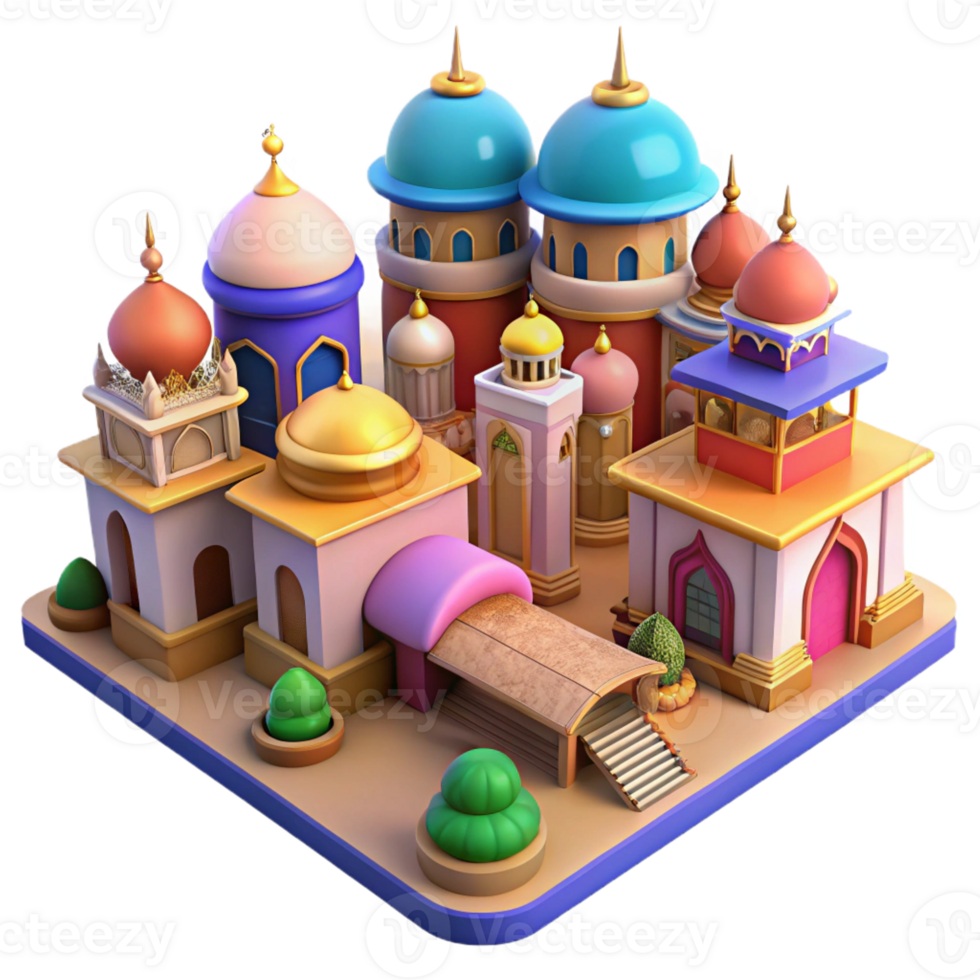 vibrant classic A bustling marketplace in a Middle Eastern city, vibrant colors, intricate architecture, exclusive png