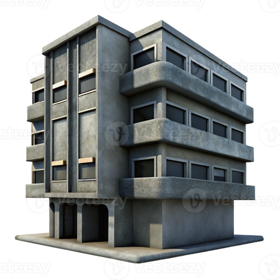 vibrant rustic A single, Brutalist concrete apartment block, harsh shadows, overcast sky, photorealistic, dystopian, high resolution png
