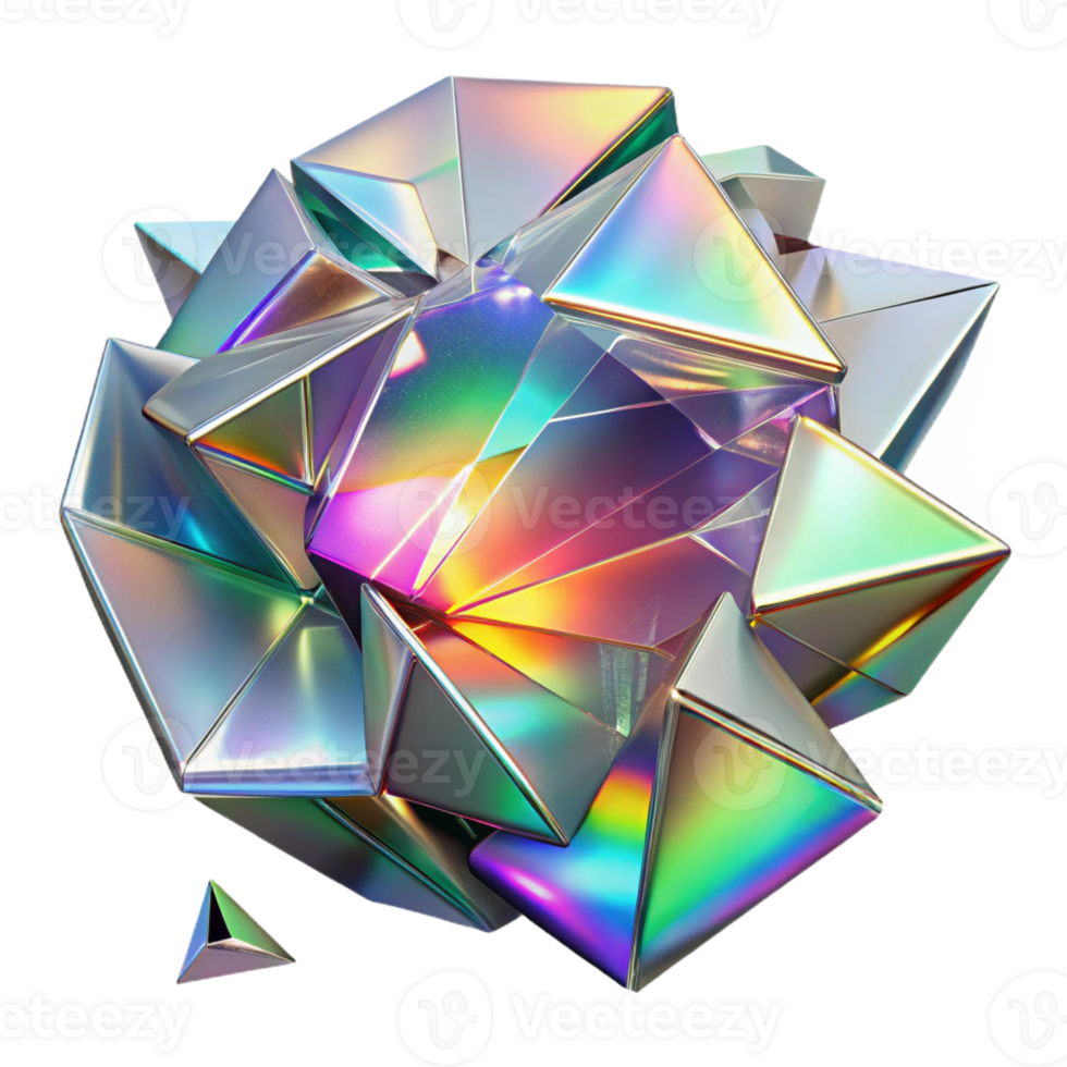 vibrant creative Shattered glass shards reflecting a rainbow of colors, lit by a bright, white light, cubist style professional png