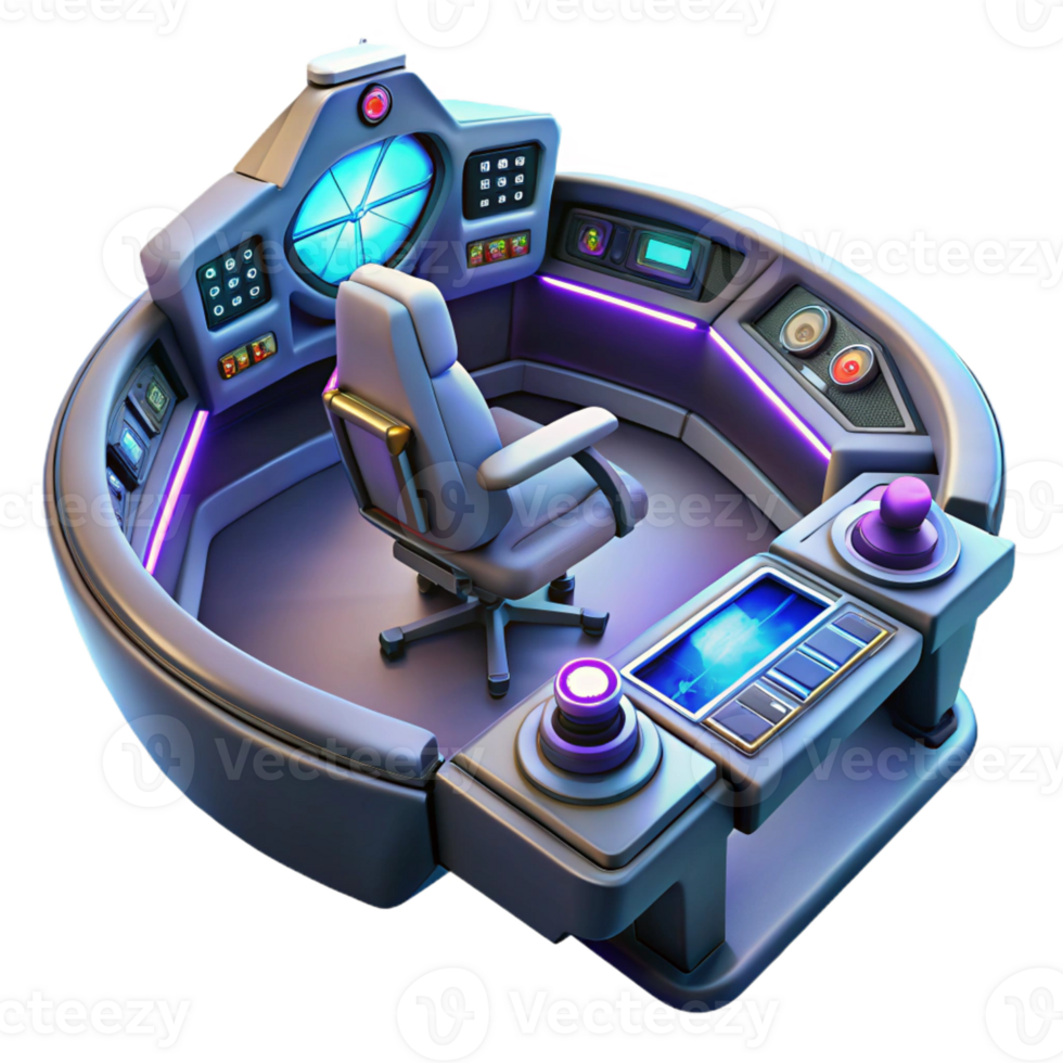 dramatic contemporary A spaceship cockpit with holographic controls, futuristic and complex, dim lighting 4K png