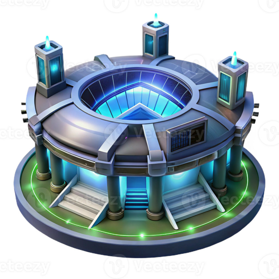 elegant creative A futuristic, sleek sports stadium with holographic displays, night scene, neon lights, cyberpunk style, 4K png