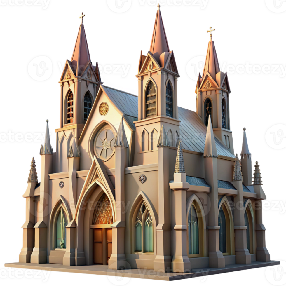 beautiful contemporary A medieval cathedral with soaring stained-glass windows, intricate carvings, soft sunlight, solemn and majestic genuine png